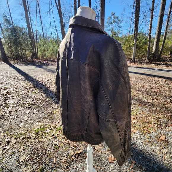 Vintage J.Park Original Distressed Leather Bomber Jacket - Picture 7 of 12